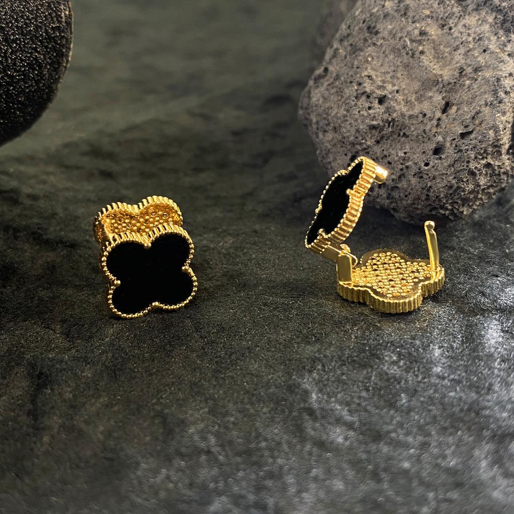 Премиальные серьги-клипсы из 18-каратного циркония класса люкс, двусторонние, в виде четырехлистного клевера, тяжелые женские серьги