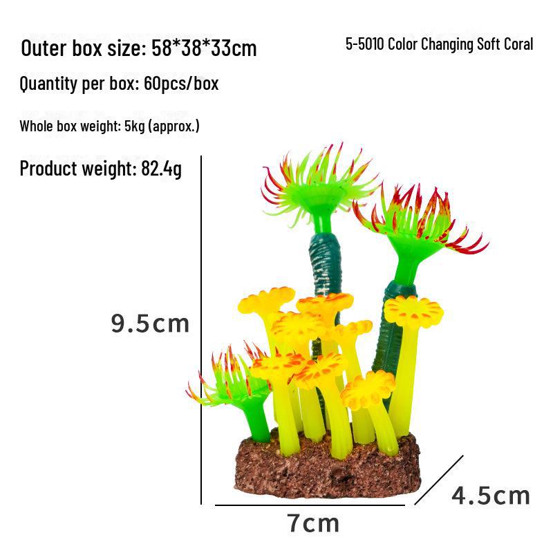 Colorful Fluorescent Silicone Coral Tree for Fish Tank Landscaping