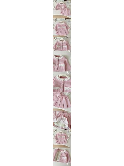 Осенний 2025 года Корейский стиль Девочки Маленький набор юбок Coco - Розовый Милый Двухпредметный 67 Модный