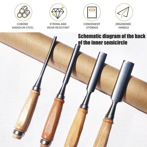 Set of 4 Regular Woodworking Chisels [For Woodworking, Hinge Installation, Threshold Groove Repair, Etc.] [Hammerable] [For Chamfering, Wood Carving,