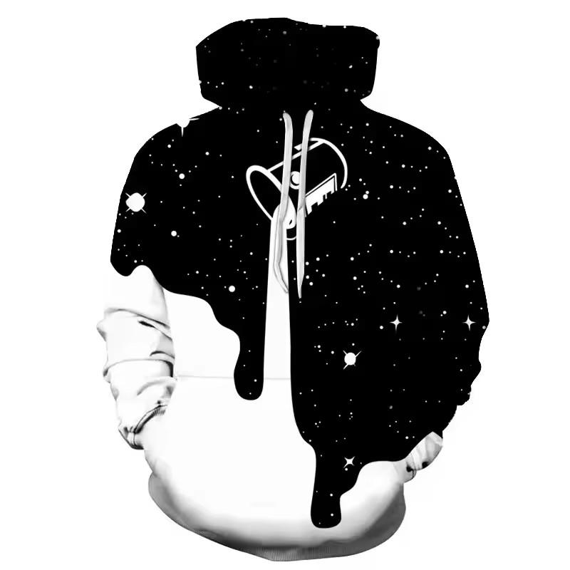 Men's Hoodie Cartoon Cat Print Y2k Sweatshirt Harajuku Hooded Shirt Pullover Casual Oversized Long Sleeve Top Men's Clothing