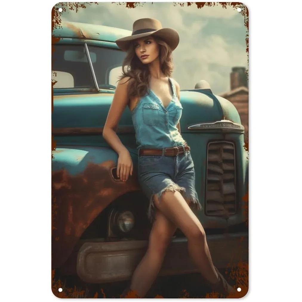 Пинап модель автомобиля металлические жестяные таблички сексуальные девушки настенная табличка винтажная железная живопись украшение для дома кафе игровой комнаты клуба бара