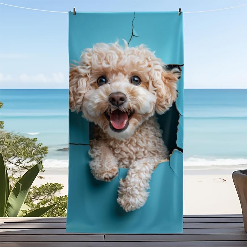 cute puppy burst out of the wall polyester microfiber beach towel is highly absorbent, suitable for swimming and beach outings