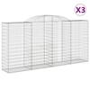 VidaXL Paniers à gabions arqués 3 pcs 300x50x140/160 cm fer galvanisé, gabion, cage de gabion, panier de mur de gabion, mur 3146738
