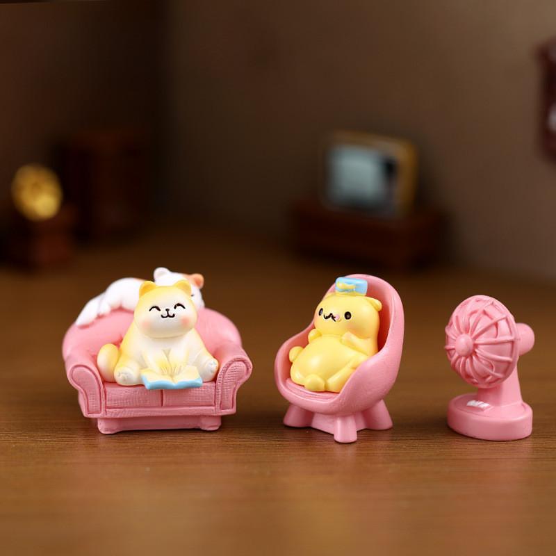 Cute Cartoon Resin Cat Ornaments For Daily Life Scenes And Miniature Decor