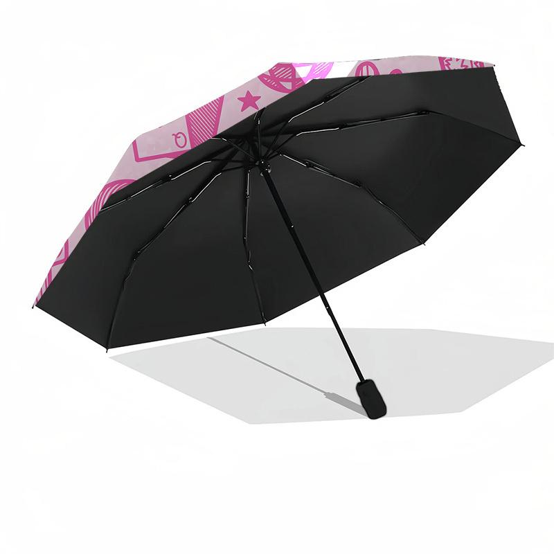 1pc Western Themed Pink Pattern Umbrella with Plastic Handle,Suitable for All Seasons Home Travel Outdoor UmbrellaPT265