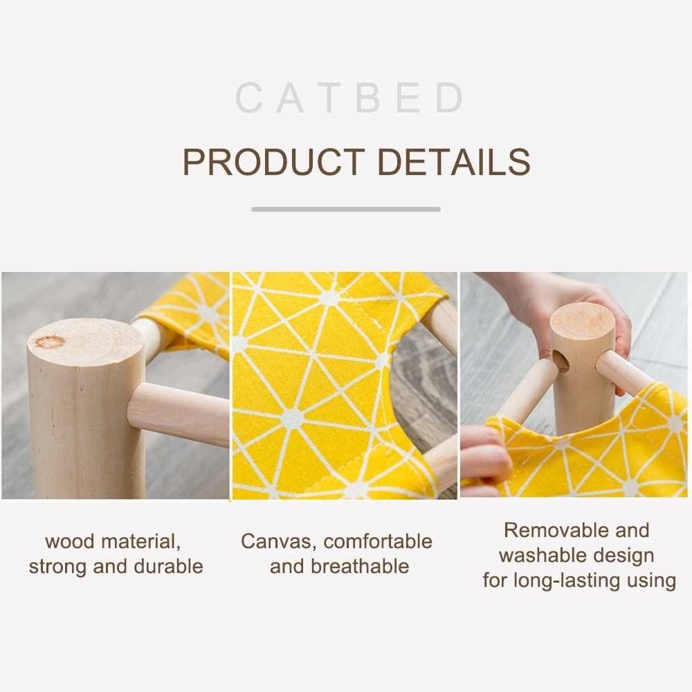 Wooden Frame Camp Bed Portable Cooling Bed Lazy Mat Pet Hammock For Small Pets