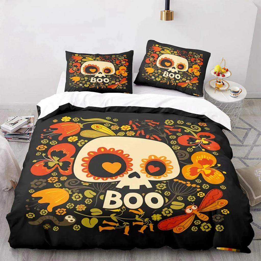 Новый 3D Принт Хэллоуин Бу Мультяшный Постельный Комплект, Пододеяльник Набор Постельного Белья Покрывало Наволочка, Королевский Размер Квин Размер Полуторный Размер Мальчики Девочки Взрослые