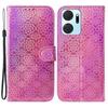 For Honor X7a 5G Leather Dazzling Flower Pattern Wallet Case Stand Magnetic Closure Flip Phone Cover with Strap