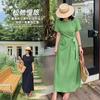 Французский holiday style с платьем из тенсела и льна женское летнее новое с поясом на талии платье средней длины 232807