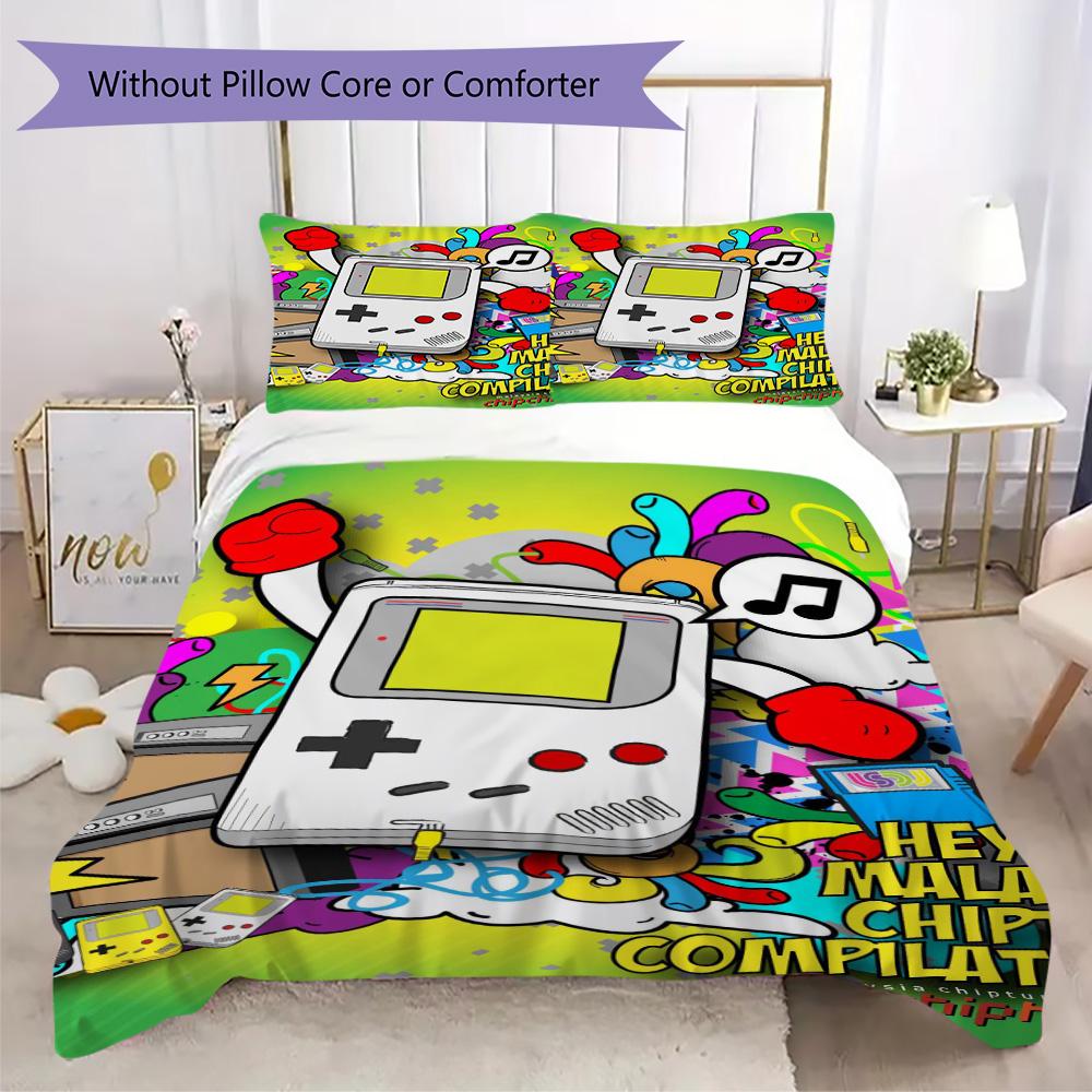 Game console Pattern Bedding,Quilt Set Quilt Cover Pillowcase Home Birthday Gift (1*duvet cover+2*pillowcase,without core)ZSJT0917439