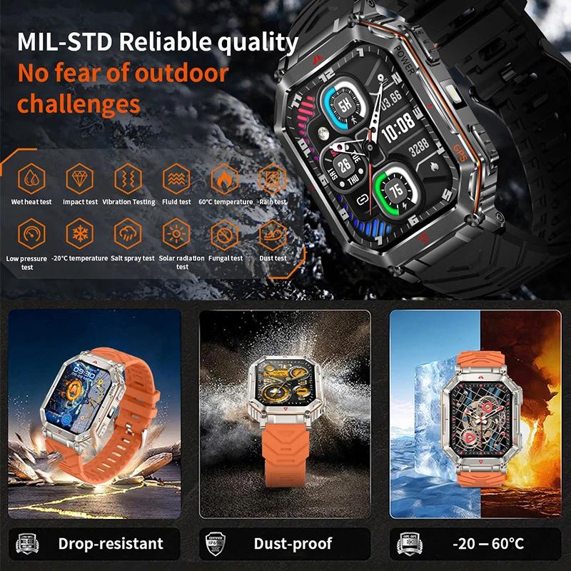 New Smart Watch GPS Sports Men Compass LED Flashlight Altimeter Barometer Bluetooth Call 3ATM Waterproof AMOLED Screen Smartwatch 450mAh