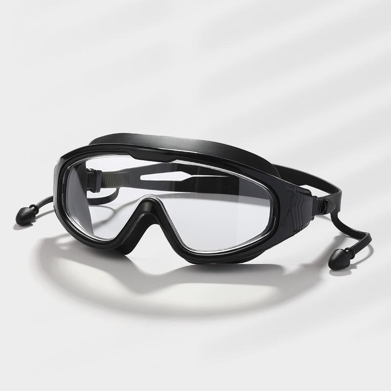 Противотуманные очки для плавания в большой оправе HD для взрослых, мужчин и женщин, водонепроницаемые очки для плавания, очки для дайвинга, серфинга, водного спорта