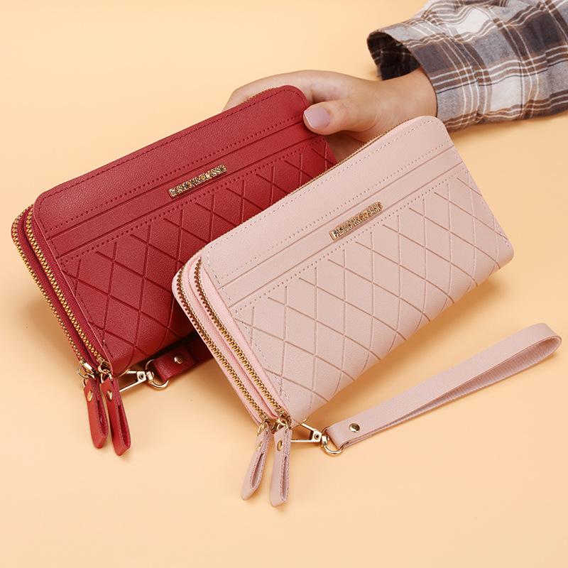 1 Pcs Double Zipper Long Wallet for Women Simple Female Purses Coin Purse Card Holder Fashion Retro Large Capacity CLE