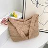 Folded Tote Bag Women's Large-capacity Lightweight Casual Shoulder Bag Autumn and Winter Rhombus Cotton Clothes Messenger Bag