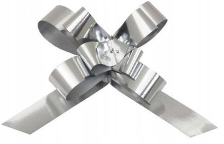 Ribbon Bow Tie 2 , 25 Pcs. Silver Metal