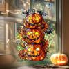 Halloween Hanging Pendant Hand-Painted Stained Glass Window Ornament with Lanyard