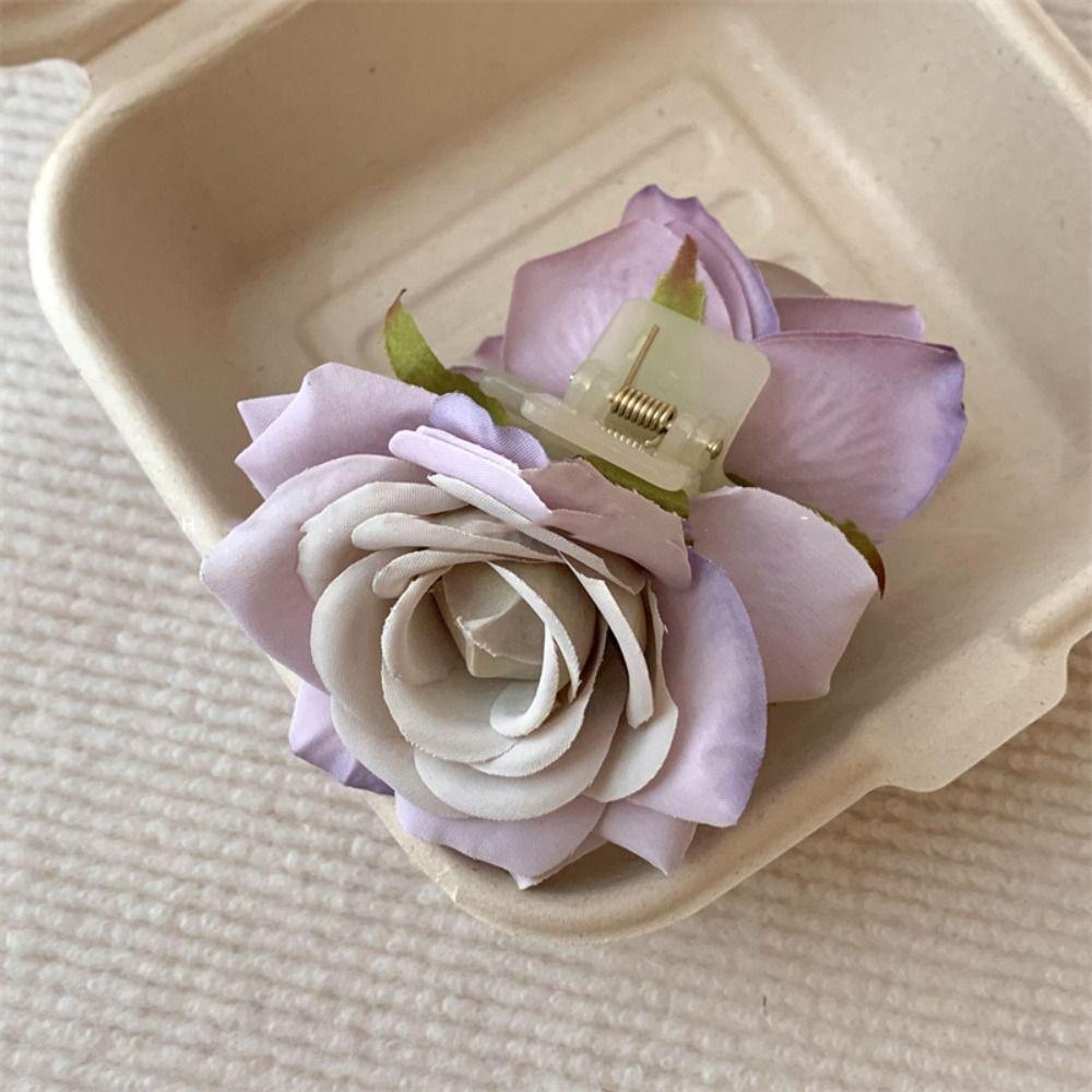 Cloth Rose Hair Clip Peony Flower Large Shark Clip Cute Flower Hair Claw Girl