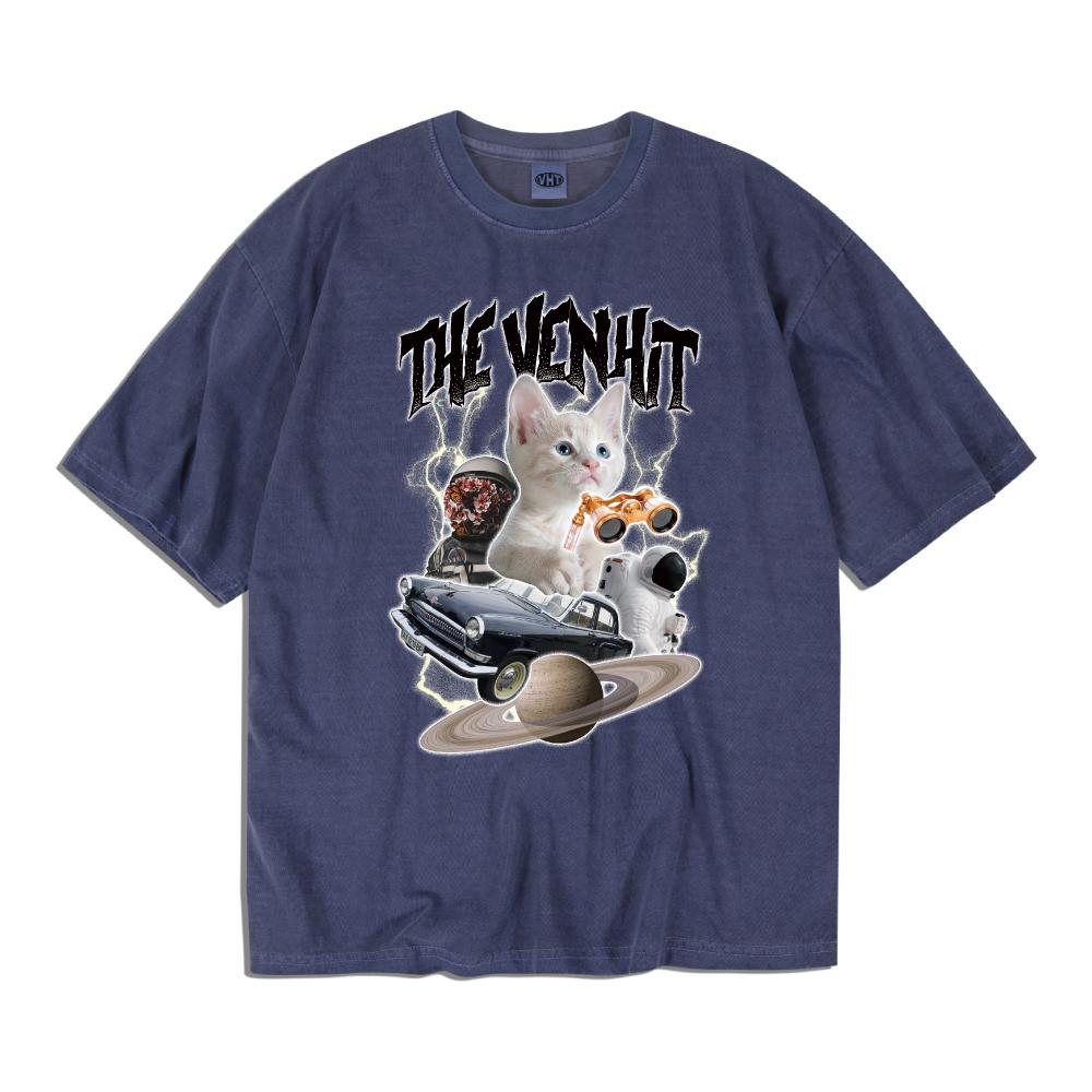 VENHIT Space Cat Pigment Short Sleeve Tee