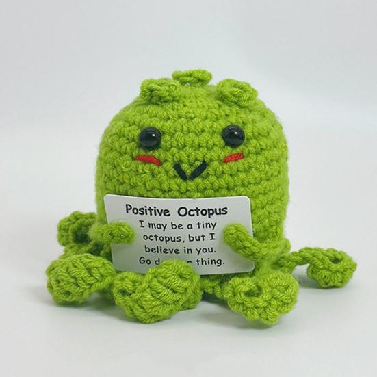 Crocheted Positive Octopus Doll Emotional Support Handmade Crochet Octopus with Card