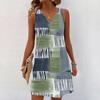 Women Summer Dresses V-Neck Print Sleeveless Sundress Casual Dress