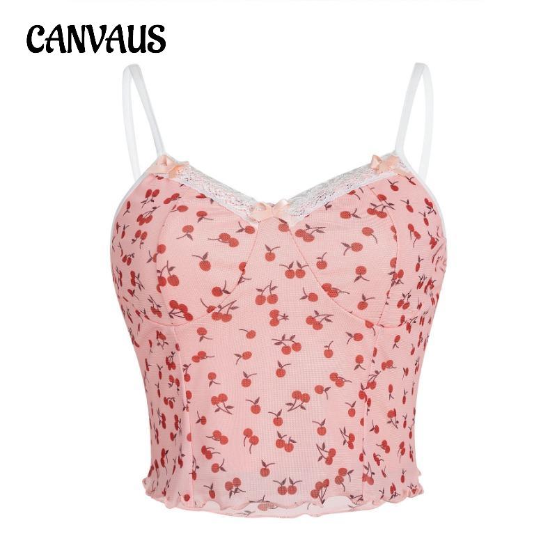 Женский топ-комбинезон с сетчатым кружевом и принтом вишневого цвета