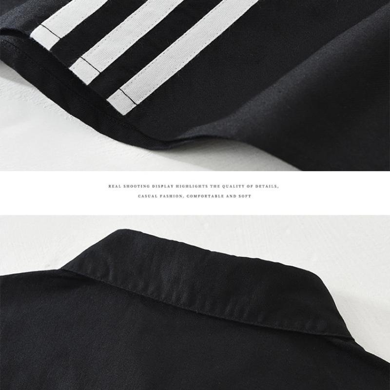 Корейская Мода Мужская Рубашка с Длинным Рукавом Уличный Стиль Полосатая Лоскутная Рубашка Весна и Осень Чистый Хлопок Повседневные Топы Молодежная Белая Рубашка