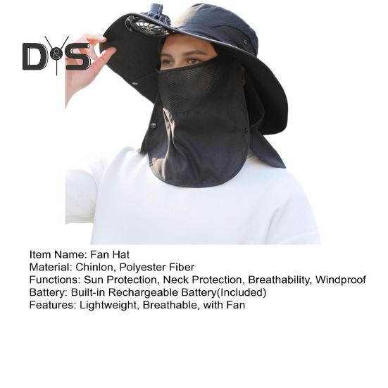 Кепка с защитой лица и шеи от солнца UPF 50+, защита от ультрафиолета, дышащая, с солнечной батареей, для мужчин, для летней рыбалки и активного отдыха, с широкими полями
