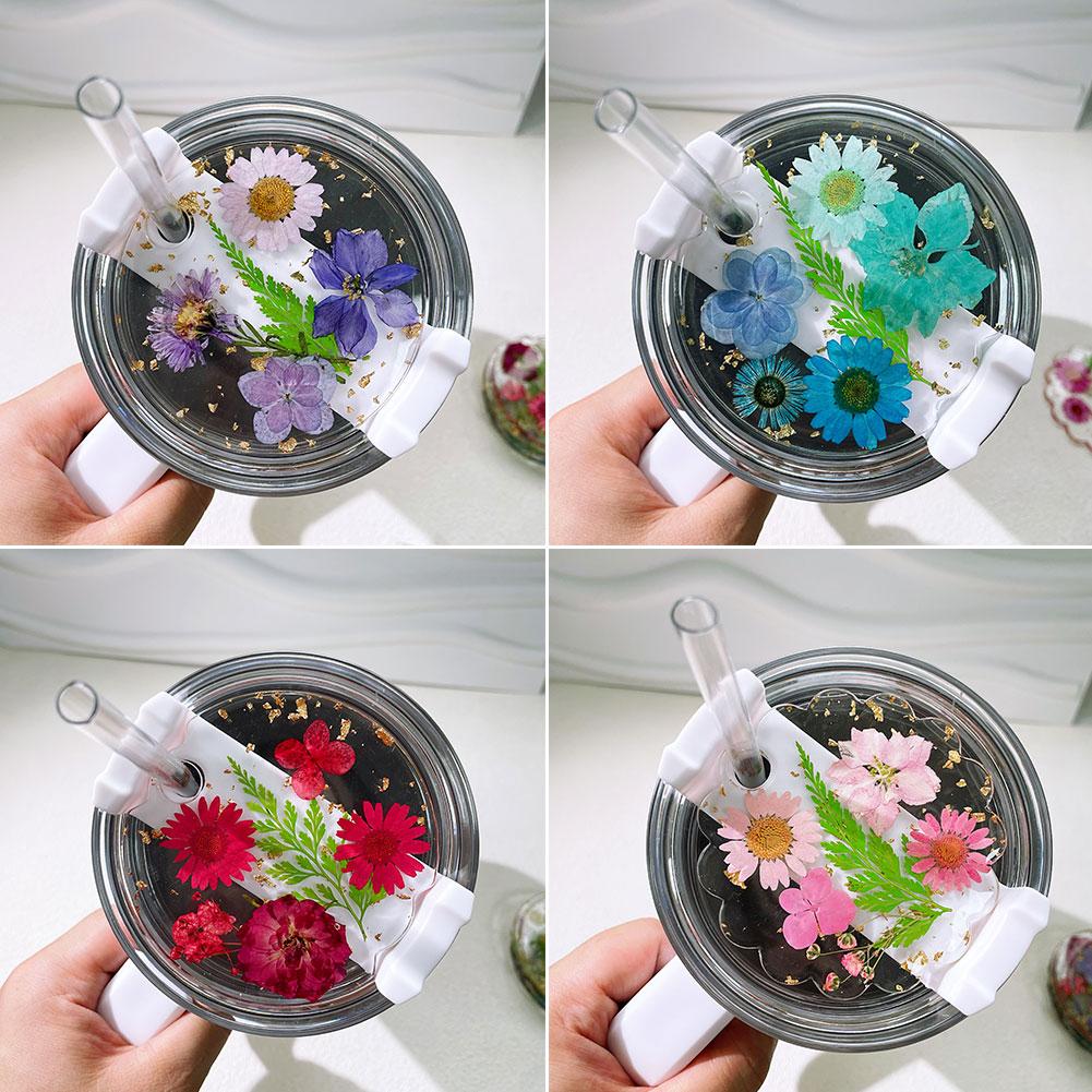 Изысканная крышка из сухоцвета для крышки Stanley Cup, силиконовая крышка, сушеные аксессуары, 40 унций, водяной цветок C5A3