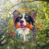 Rainbow Flower Dog Pattern Metal Wind Spinner 3D Hanging Garden Decor No Power Needed 360 Degree Rotating Hook Easy Installation