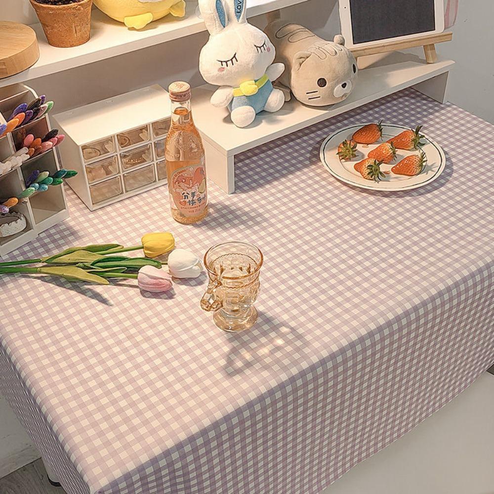Ins Korean Plaid Tablecloth Strawberry Background Cloth Modern Desk Table Cloth
