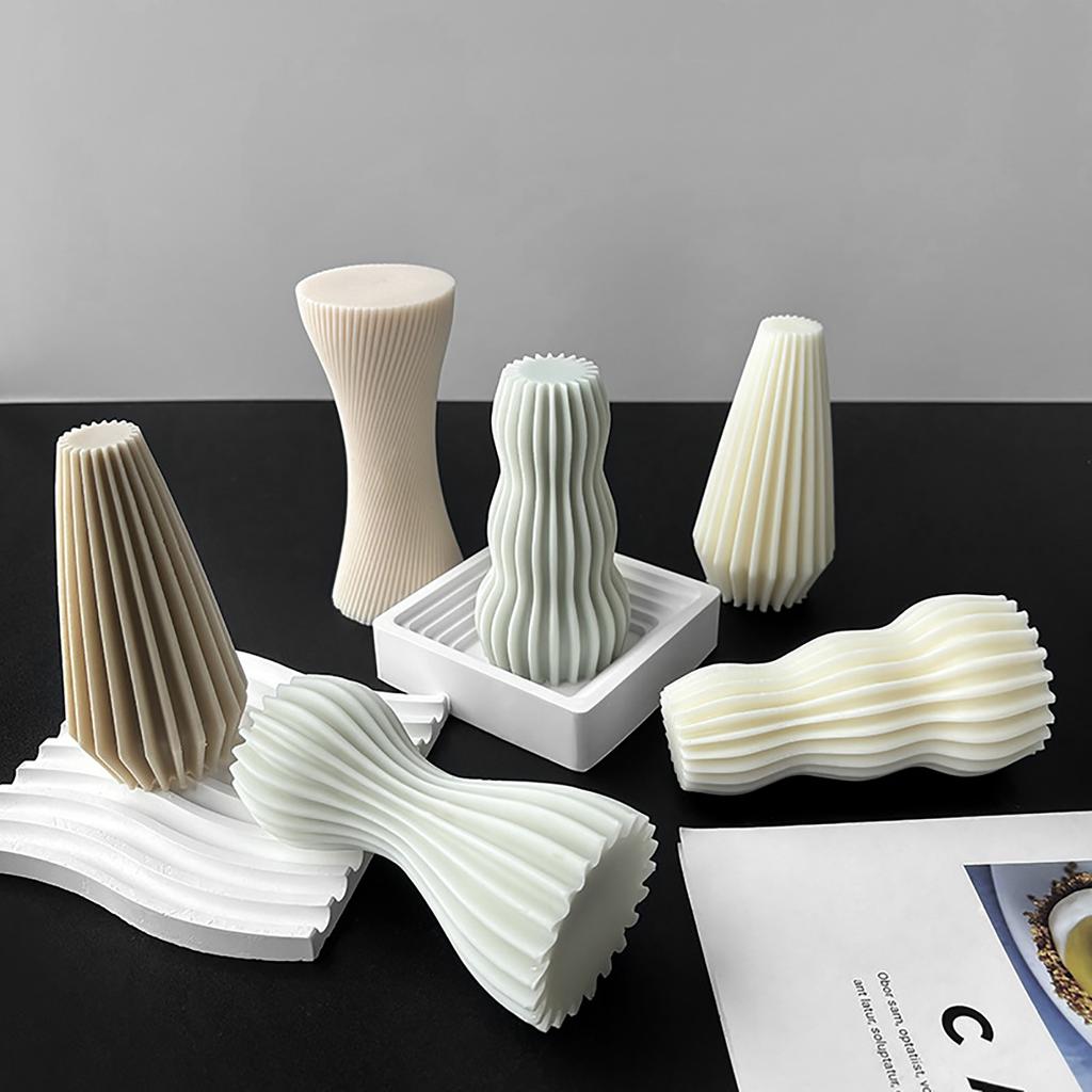 Unique and Elegant DIY Striped Mold Geometric Shape Candle Mold Convenient Silicone Mold for Striped Candle Crafting