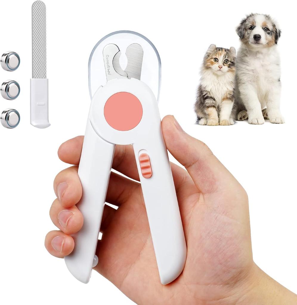 Dog Cat Pet Nail Clippers, Dog Nail Clippers and Trimmers with Safety Shield and LED Lights, Pet Toenail Clippers for Large, Medium and Small Pets,