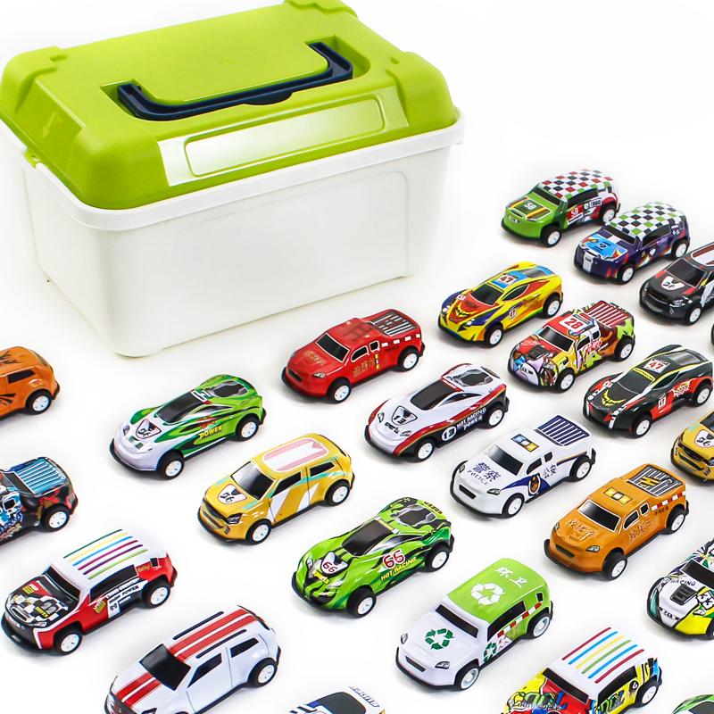 30pcs Collector's Edition Alloy Return Racing Car with Map and Barrier Storage Box Iron Return Racing Car