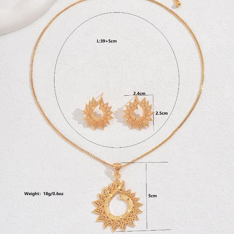 BLINGBAY Women's Jewelry Set Sweet Romantic Fashion Retro Wedding Hyperbole Accessories Sun Flower Earrings Necklace Set Girls Modern Jewelry Gift