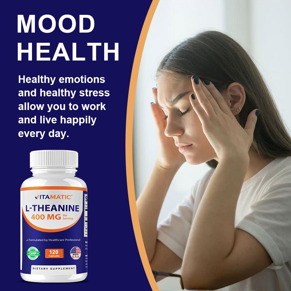 L-Theanine Supplement, 400mg, Relaxation & Calm Support, 120 Capsules