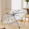 Japanese-Style Black Kitten Folding Umbrella: Transparent, Automatic, Reinforced, Long Handle, Large Size, High-End, Cute.