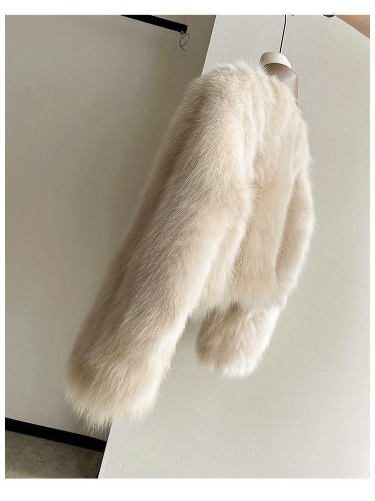 Maillard Women's Faux Fox Fur Coat: Short Leather Collar, Autumn Winter, Long Sleeve, Slimming, Age-Reducing Fashion