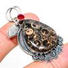 Turritella Fossil,Garnet 925 Sterling Silver Jewelry Pendant 2.17" F7H21