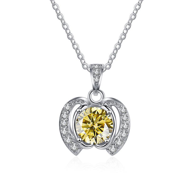 Bague Ringen Трендовое женское круглое ожерелье из муассанита весом 1 карат, подвеска в форме яблока, цепочка на ключицы, серебро 925, ювелирные изделия на Рождество