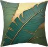 4Pcs Gold Green Leaf Cushion Covers, Modern Botanical Pillow Cases For Sofa Bedroom Living Room Home Decor 45X45Cm
