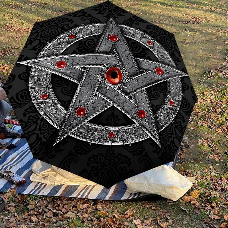 1PC Star Circle Umbrella-8-Rib Reinforced, Automatic Open, Lightweight & Durable, Cute Fashion Accessory for Outdoor-F2676