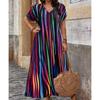 Весенне-летние платья в полоску с разрезом по подолу, женские платья больших размеров