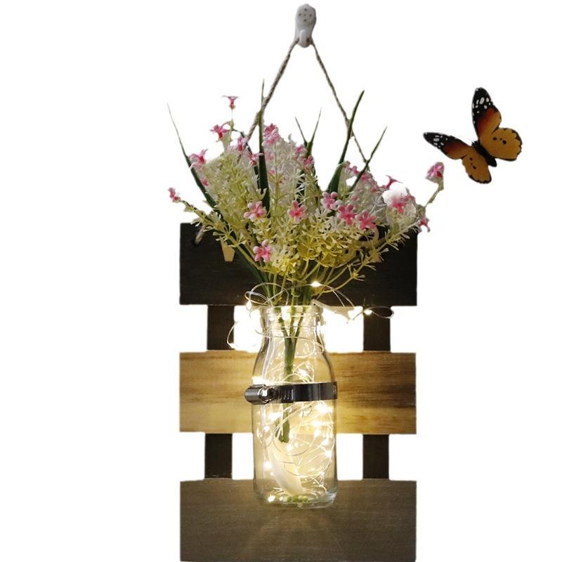 Настенное украшение Ins Style Настенный светильник Nordic Originality Plant Butterfly Background Home Decor Настенные светильники Ваза Лампа для спальни