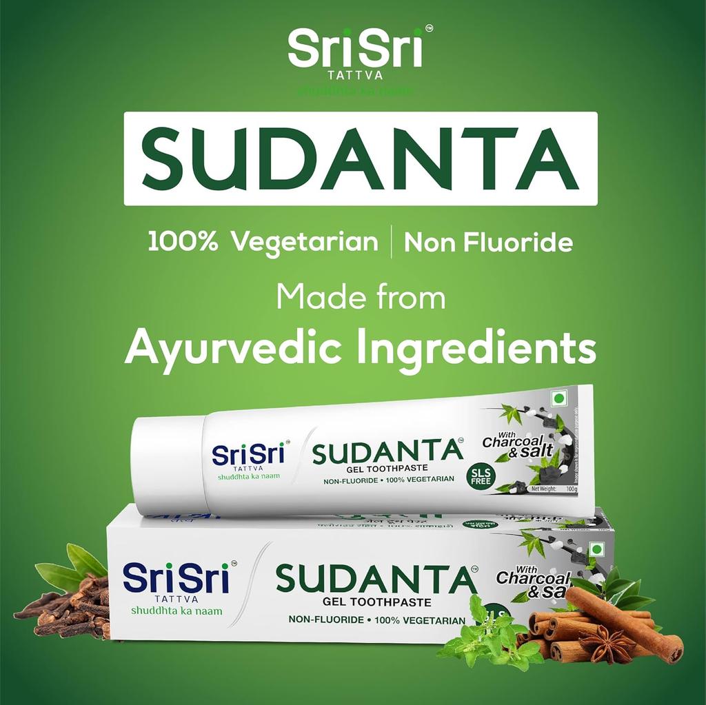 Sri Sri TATTVA Sudanta Herbal Gel Multi Action Toothpaste 100G X Pack Of 2 For Kids Adults