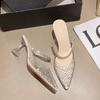 Women's High-heeled Shoes Crystal Open-heeled High-heeled Shoes Women's Summer Women's Party Wedding Shoes Large