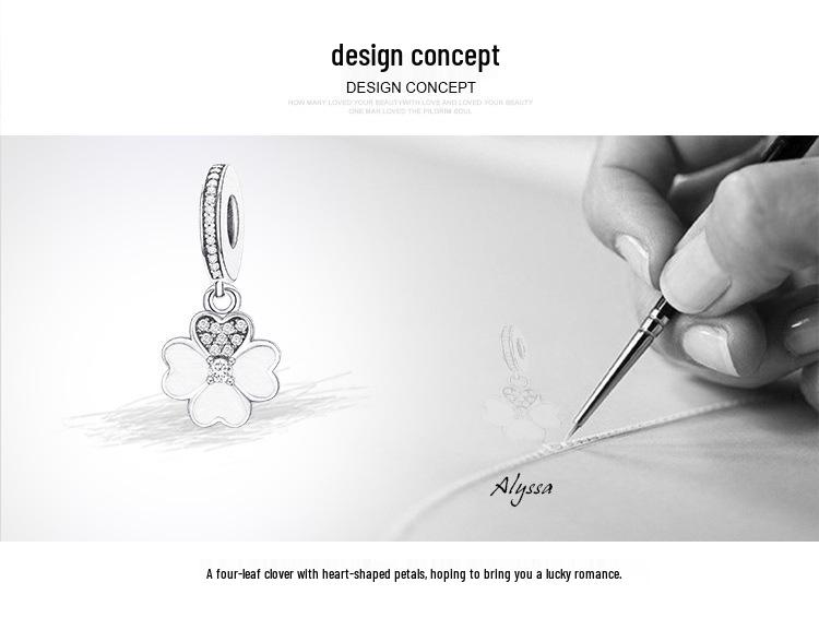 European-American Style DIY S925 Silver Lucky Clover Bracelet with Four-Leaf Clover Pendant (SCC259)