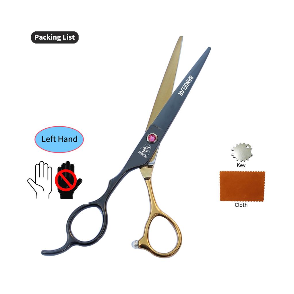 SANGELAR 6 Inch Left-handed Professional Hair Scissors, Magical for Girls' Hair Trimming,Dog Grooming Scissors Can Be Used As Pet Styling Tool