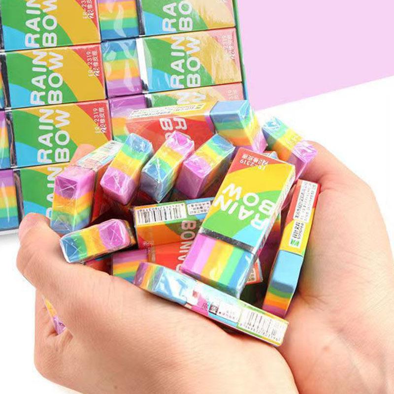 1 Piece Cute Kawaii Creative Rainbow Eraser Rubber Stationery School Supplies Novelty Lovely Eraser