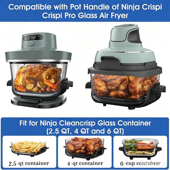 jijijing 2PCS Silicone Handle Cover, Non-Slip Heat Resistant Protector, Thermal Protection Safe Cooking Grip Sleeve, Compatible for Ninja Crispi Glass